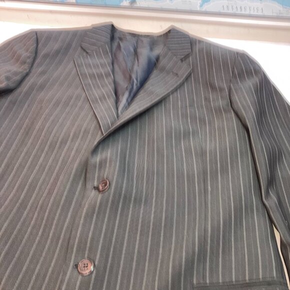 Armani Collezioni Gray Striped Wool Blend Suit Jacket Sz 46L - Picture 3 of 7
